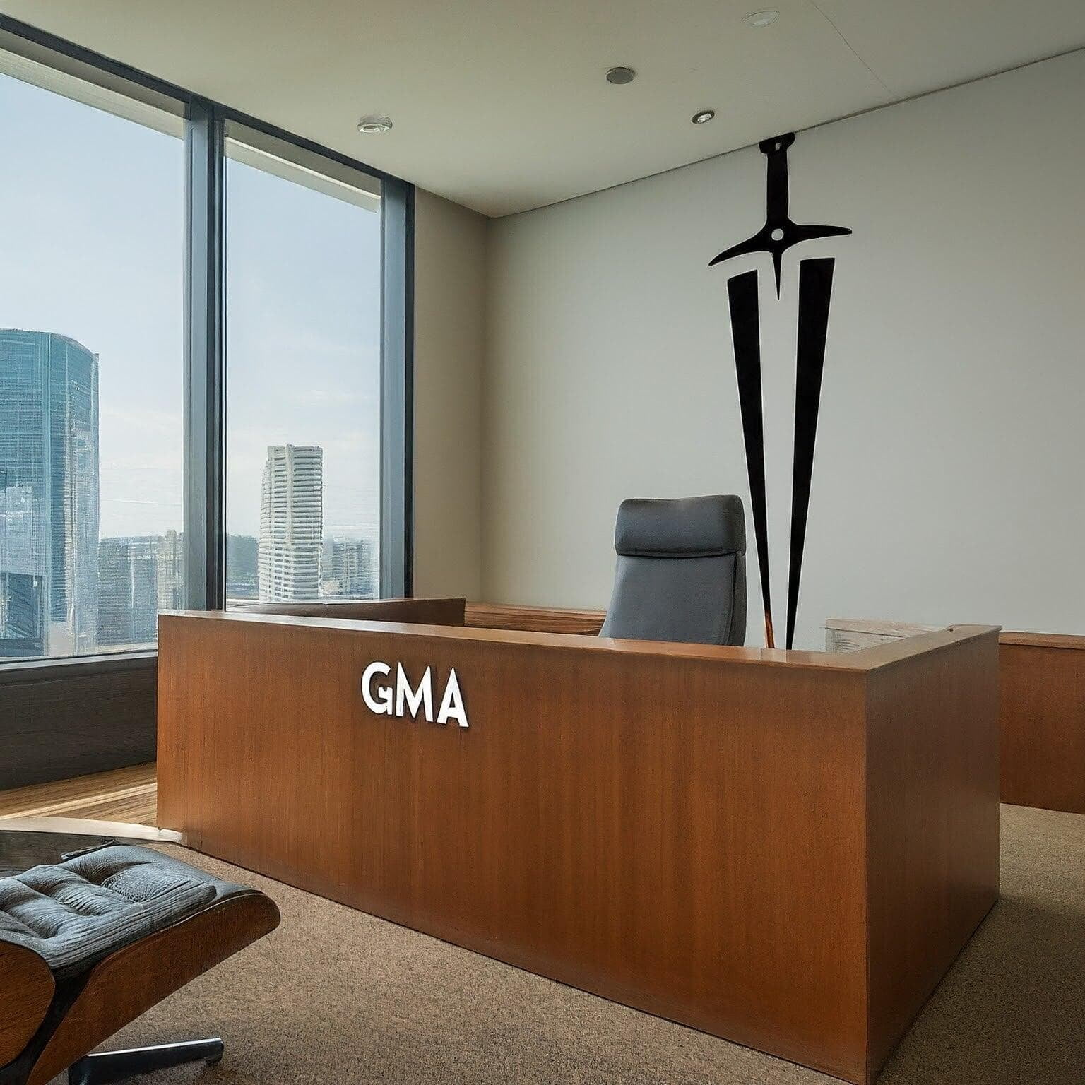 gma office with sword for defense